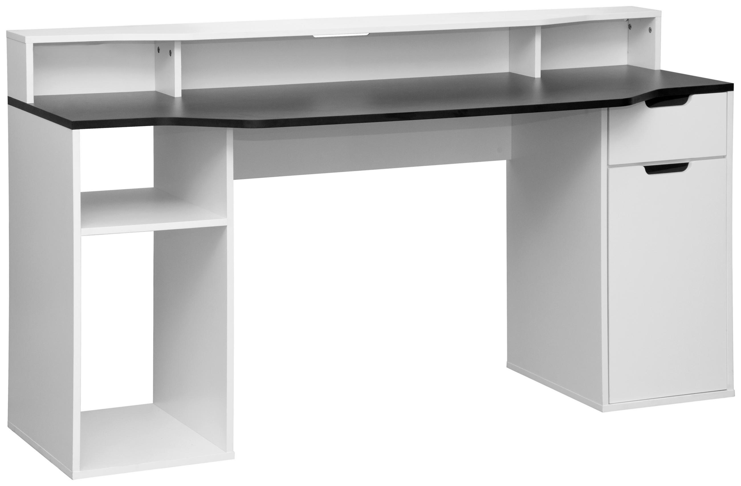 GAMINGTISCH Schwarz, Weiß  - Schwarz/Weiß, Design, Holzwerkstoff (160/60/90cm) - Carryhome
