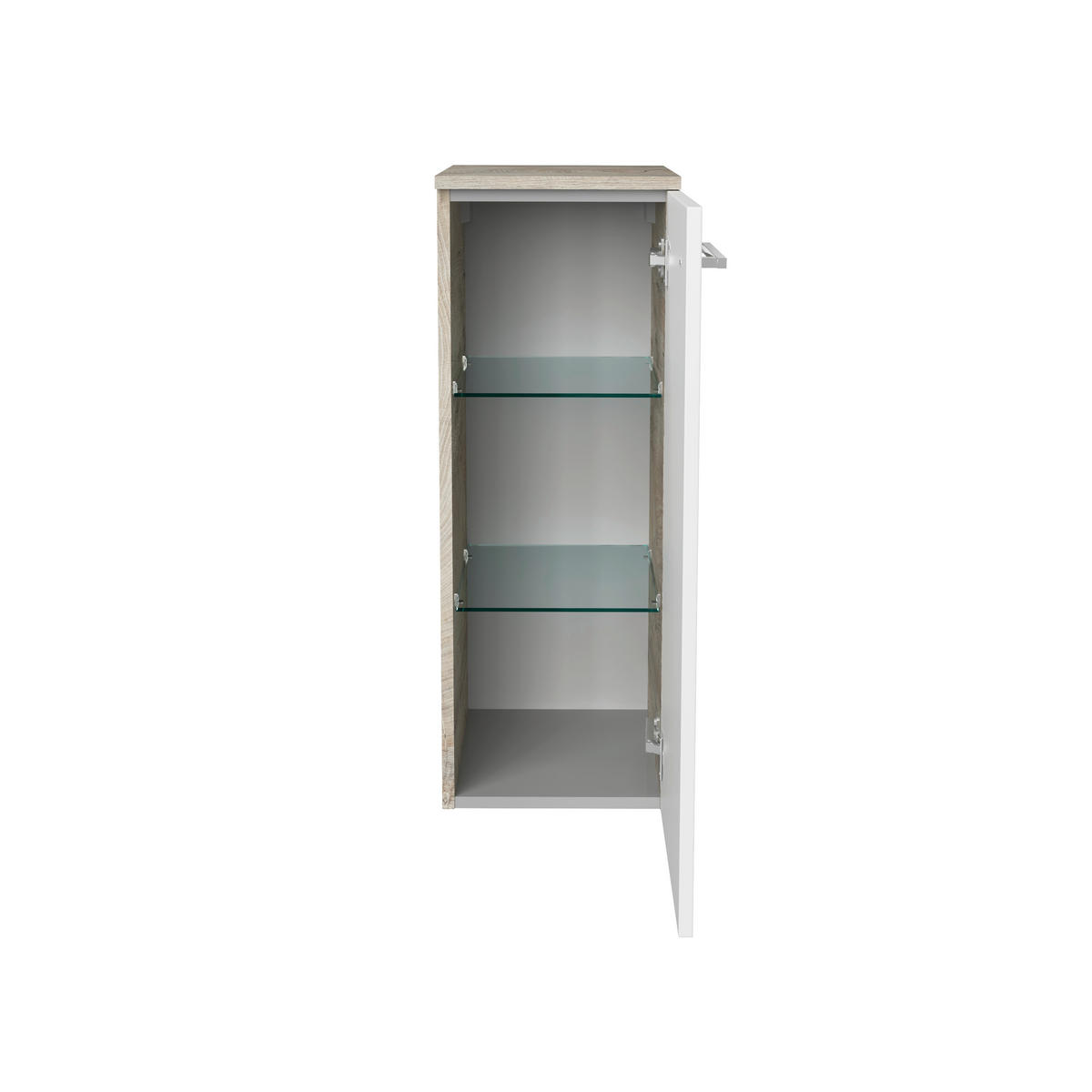 MIDISCHRANK 30,2/82,6/32 cm  - Chromfarben/Weiß Hochglanz, Basics, Glas/Holzwerkstoff (30,2/82,6/32cm) - MID.YOU