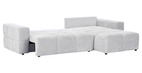 ECKSOFA Hellgrau Chenille  inkl. Zierkissen, Rückenkissen, Bettkasten, Schlaffunktion, Rücken echt, Liegefläche im Originalstoff  - Hellgrau/Schwarz, KONVENTIONELL, Kunststoff/Textil (283/180cm) - Carryhome