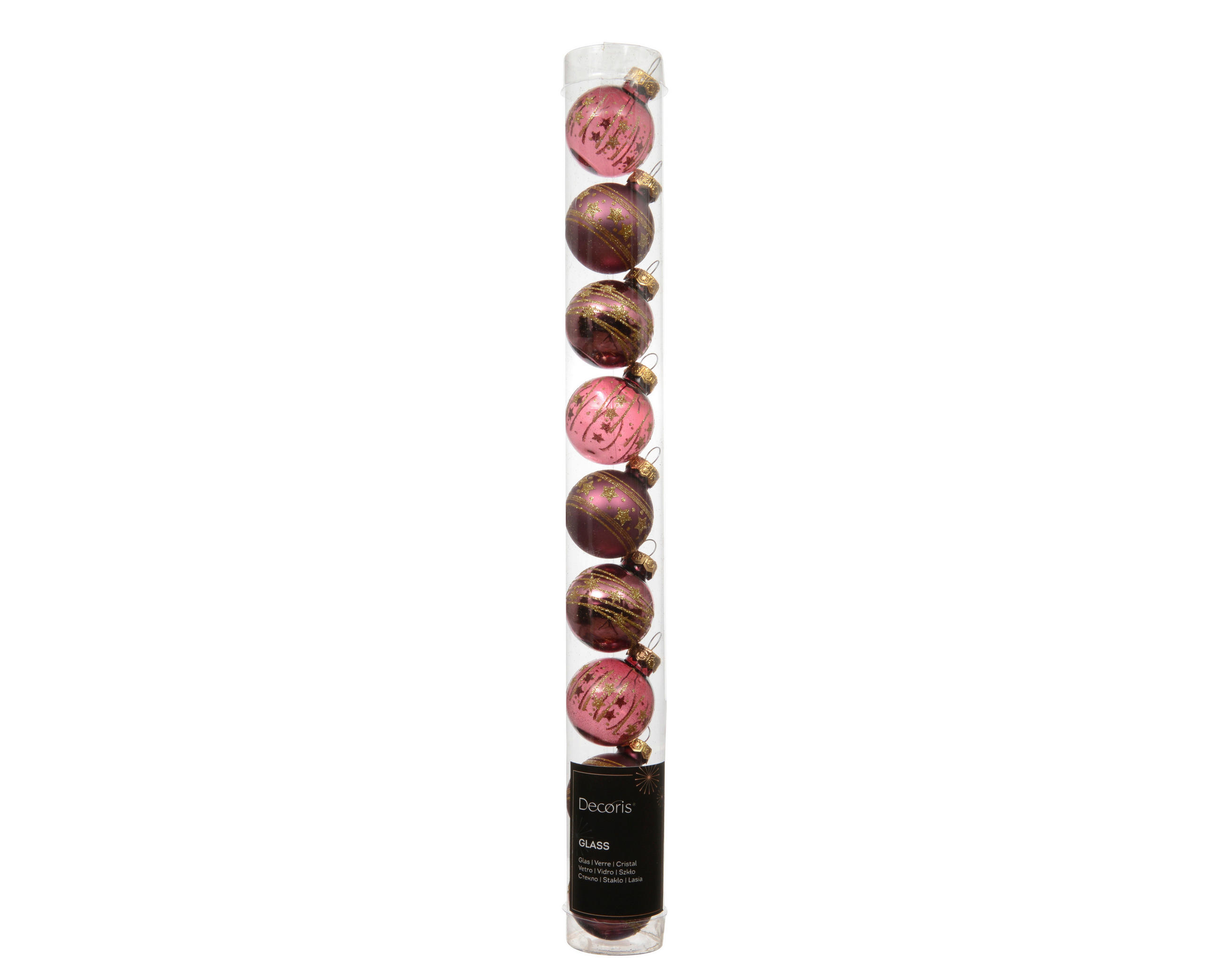 CHRISTBAUMKUGEL-SET 3/3/3 cm 9-teilig  - Dunkelrosa, Basics, Glas (3/3/3cm)
