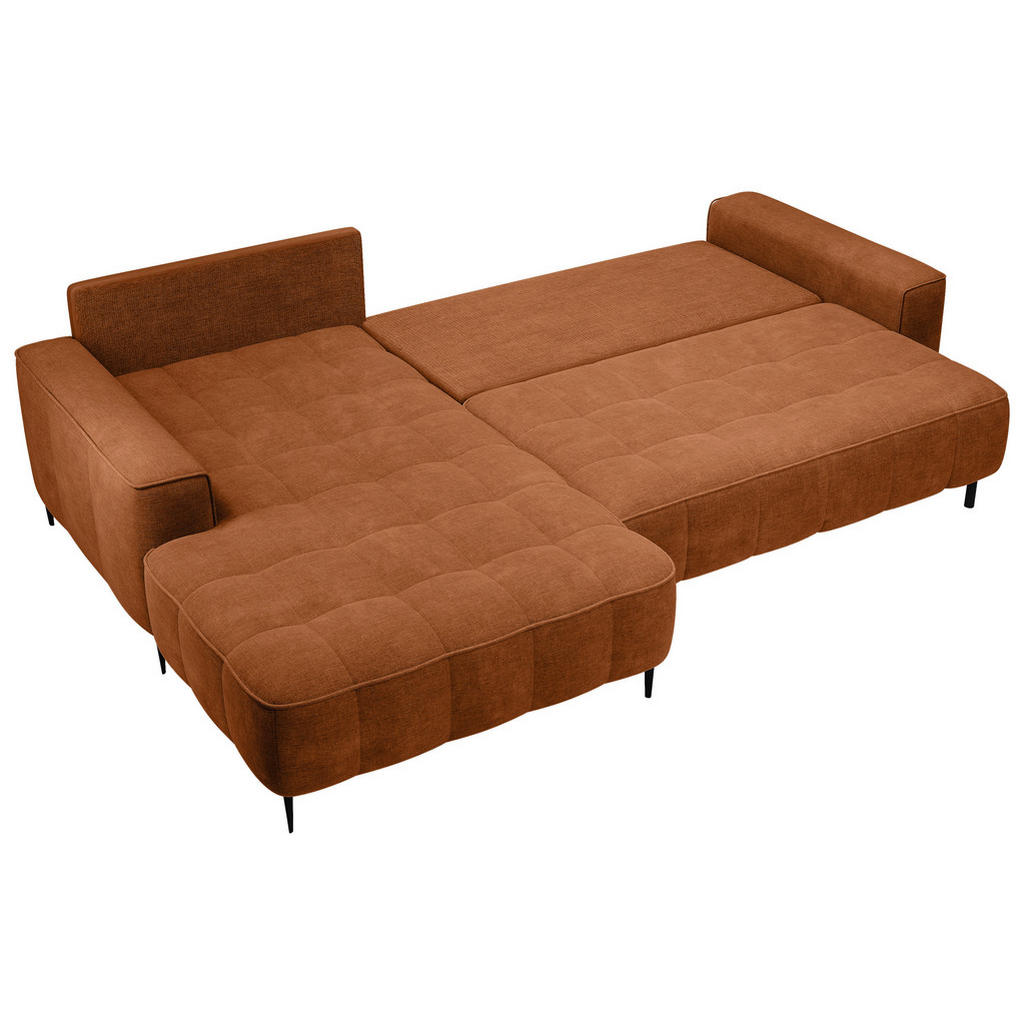 Thumbnail - Livetastic Eckschlafsofa Florence, Cognac, Textil, 3-Sitzer, Füllung: Polyurethan (Pur), Silikon, 280x166 cm, Made in EU...