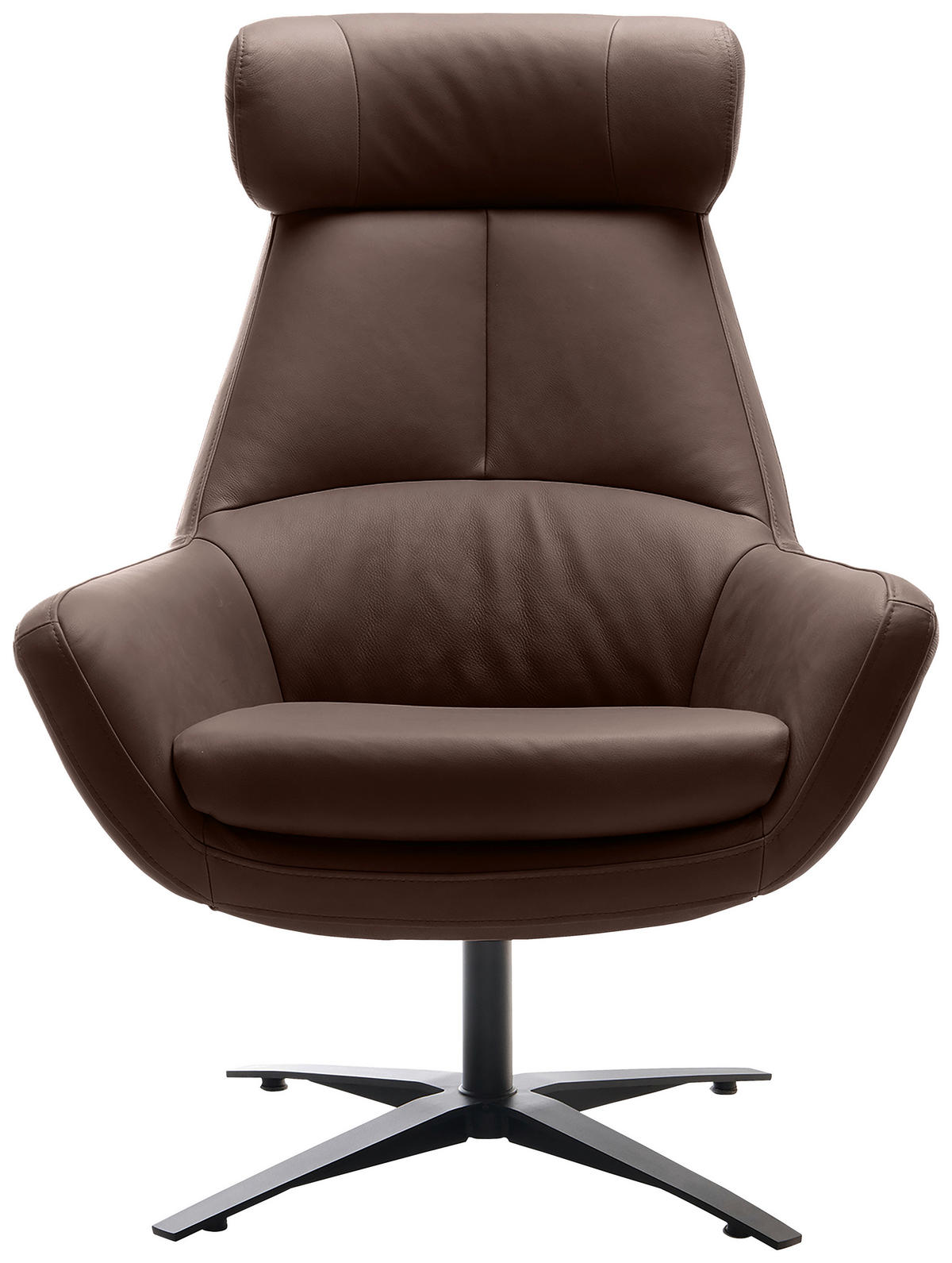 SESSEL in Echtleder Braun  - Schwarz/Braun, MODERN, Leder/Metall (81/112/83cm) - Trendmanufaktur