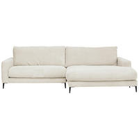 ECKSOFA in Cord Weiss  - Weiss/Schwarz, Design, Textil/Metall (272/190cm) - Lomoco