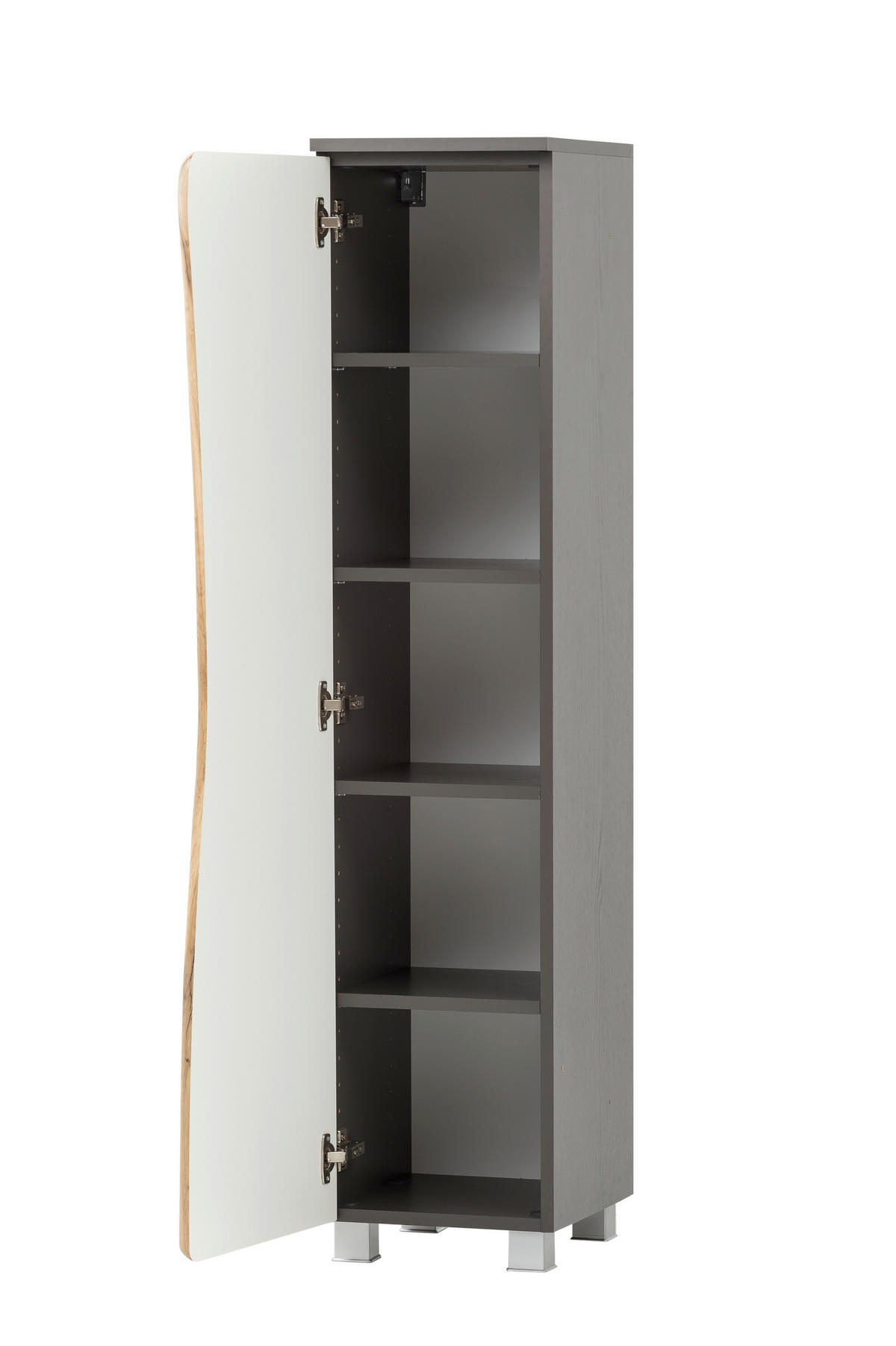MIDISCHRANK 30/130/35 cm  - Eiche Wotan/Silberfarben, Natur, Holzwerkstoff/Kunststoff (30/130/35cm) - Xora