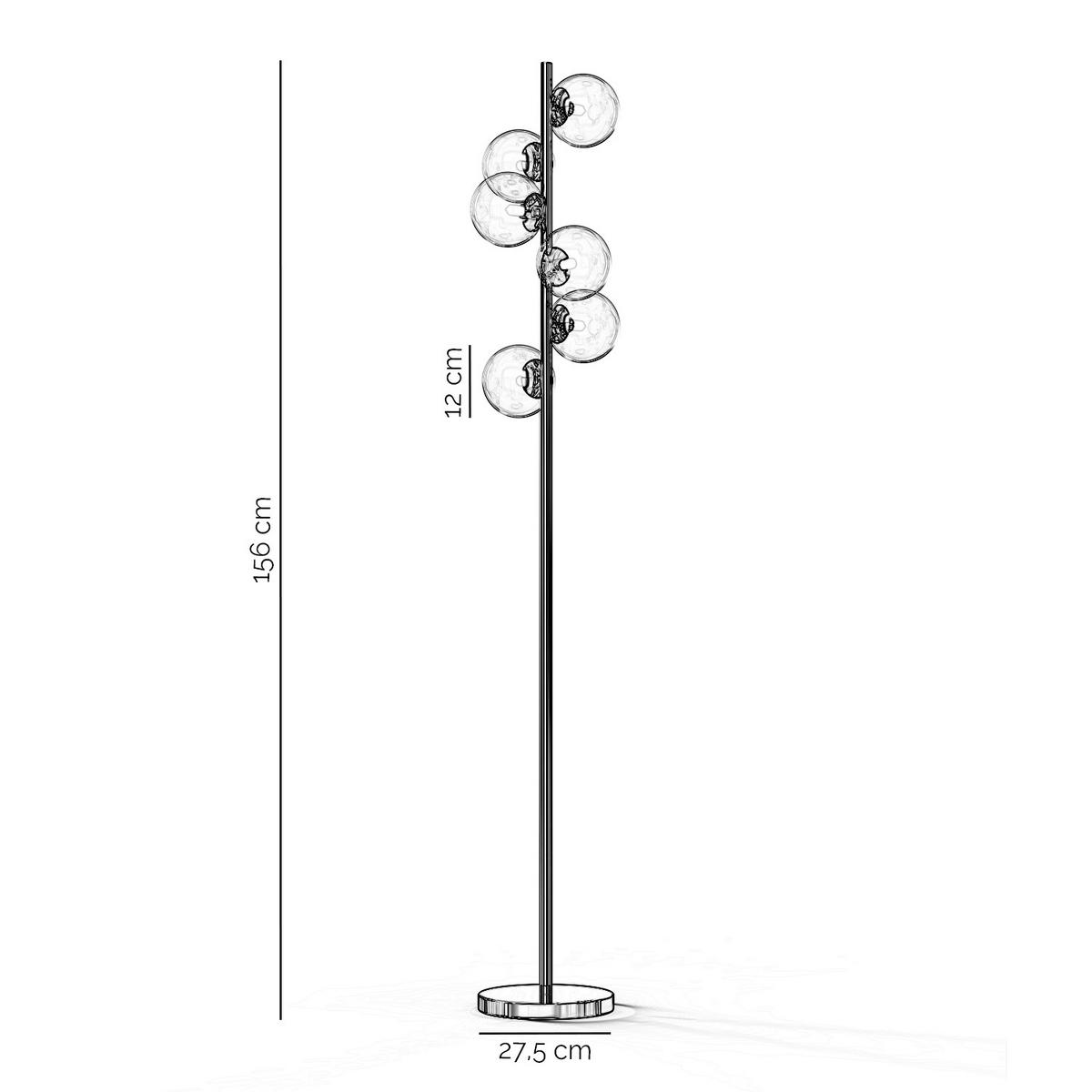 STEHLEUCHTE 28/28/156 cm    - Chromfarben, Design, Glas/Metall (28/28/156cm)