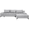 ECKSOFA Greige Webstoff  - Greige/Schwarz, Design, Textil/Metall (315/212cm) - Carryhome