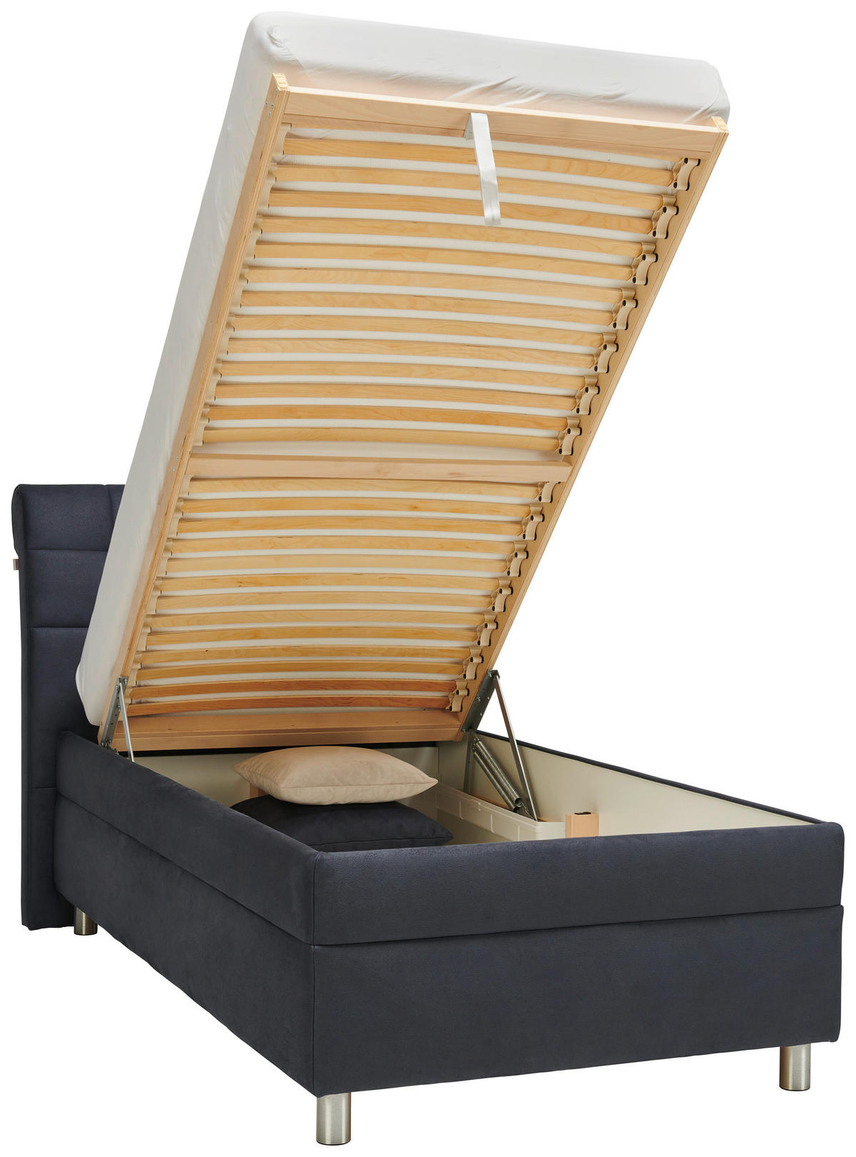 POLSTERBETT 120/200 cm  in Dunkelblau  - Weiss/Silberfarben, Konventionell, Holz/Textil (120/200cm) - Esposa