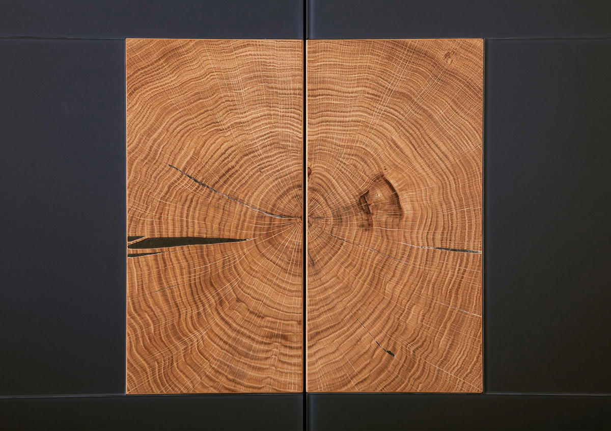 SCHUHSCHRANK Asteiche massiv Anthrazit, Eichefarben  - Eichefarben/Anthrazit, MODERN, Glas/Holz (72/198/37cm) - Linea Natura