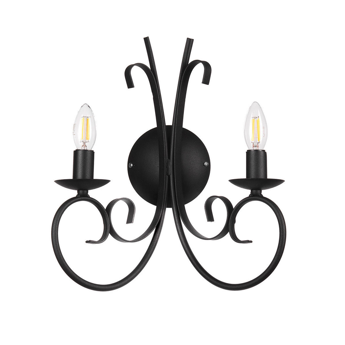 WANDLEUCHTE 35/38 cm   - Schwarz, KONVENTIONELL, Metall (35/38cm)