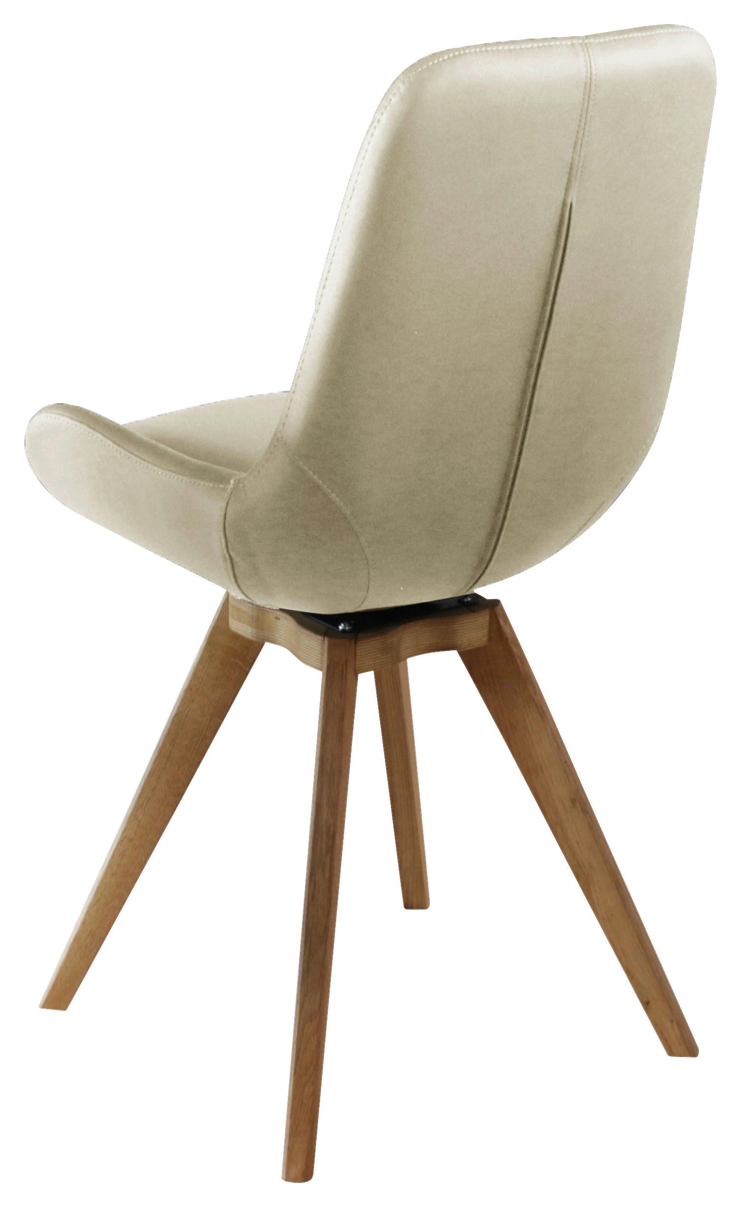 STUHL Lederlook (vegan) Eichefarben, Beige Eiche teilmassiv  - Eichefarben/Beige, KONVENTIONELL, Holz/Textil (58/87/64,5cm) - Linea Natura