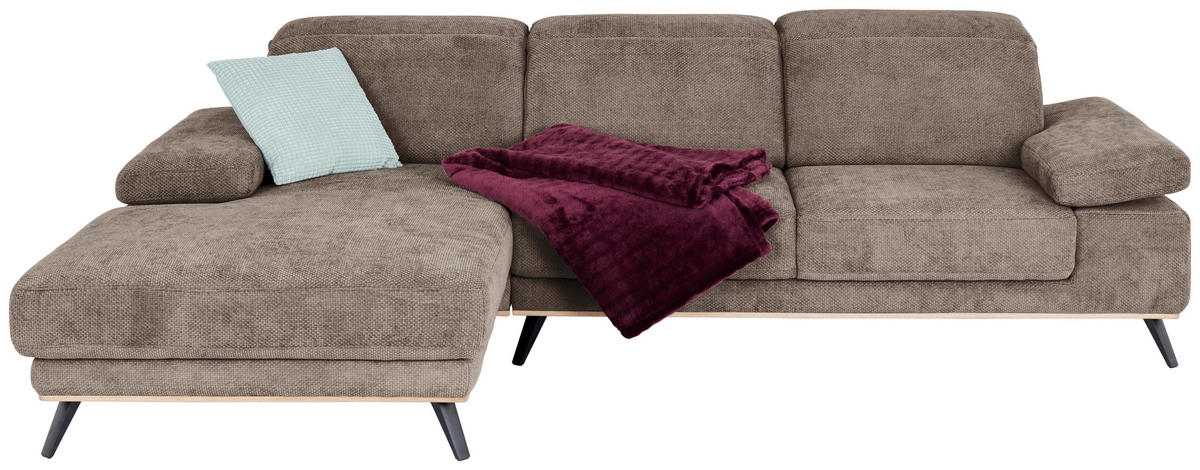 ECKSOFA ROYCE Schlammfarben Struktur  - Schlammfarben/Schwarz, MODERN, Textil/Metall (194/283cm) - MID.YOU