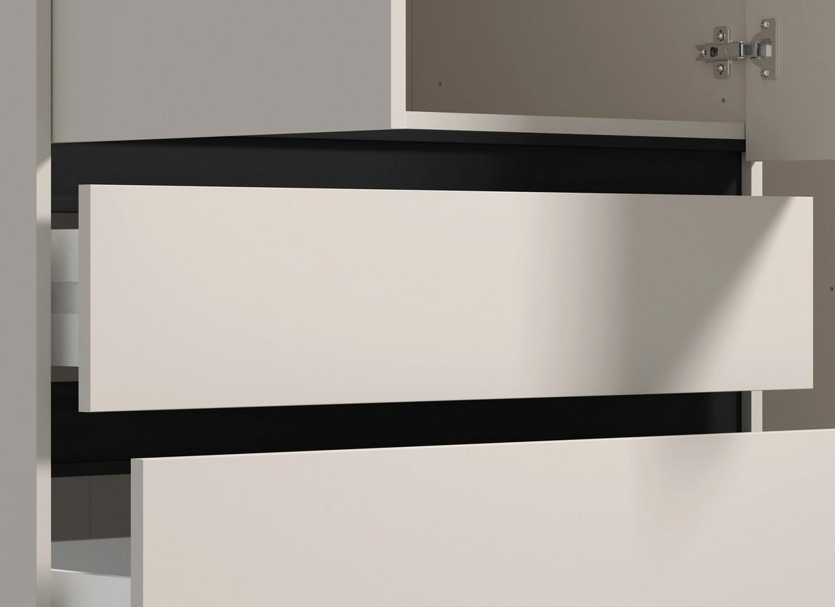 DREHTÜRENSCHRANK 3-türig Schwarz, Kaschmir  - Kaschmir/Schwarz, Basics, Glas/Holzwerkstoff (138/210,5/54,5cm) - Xora