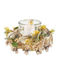 TEELICHTGLAS  - Gelb/Grün, LIFESTYLE, Glas/Naturmaterialien (20/12cm)