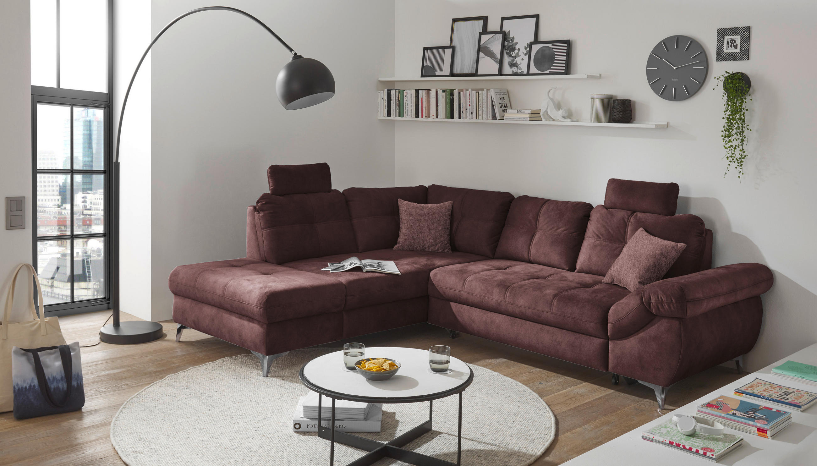 KUTNA GARNITURA tekstil  patlidžan   - crna/patlidžan, Konvencionalno, tekstil/plastika (218/275cm) - MID.YOU