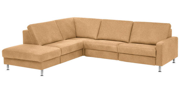 ECKSOFA in Mikrofaser Honig 242/275 cm - Alufarben/Honig, Design, Textil/Metall (242/275cm) - Dieter Knoll