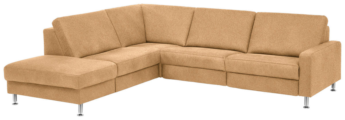 ECKSOFA in Mikrofaser Honig  - Alufarben/Honig, Design, Textil/Metall (242/275cm) - Dieter Knoll