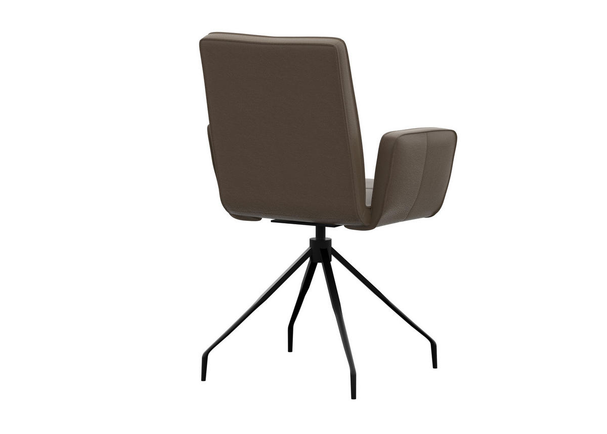 ARMLEHNSTUHL  in Stahl Echtleder pigmentiert  - Schwarz/Grau, Design, Leder/Metall (65/91/58cm) - Moderano