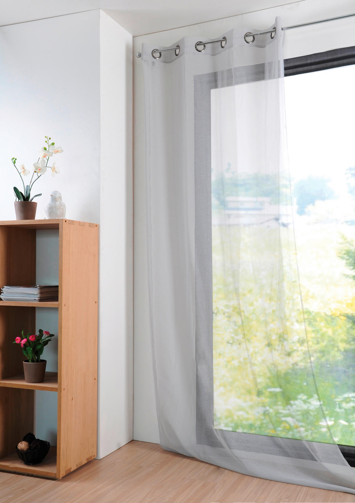 KONČANA ZAVESA  pol prosojno   135/260 cm  - siva, Basics, tekstil (135/260cm)
