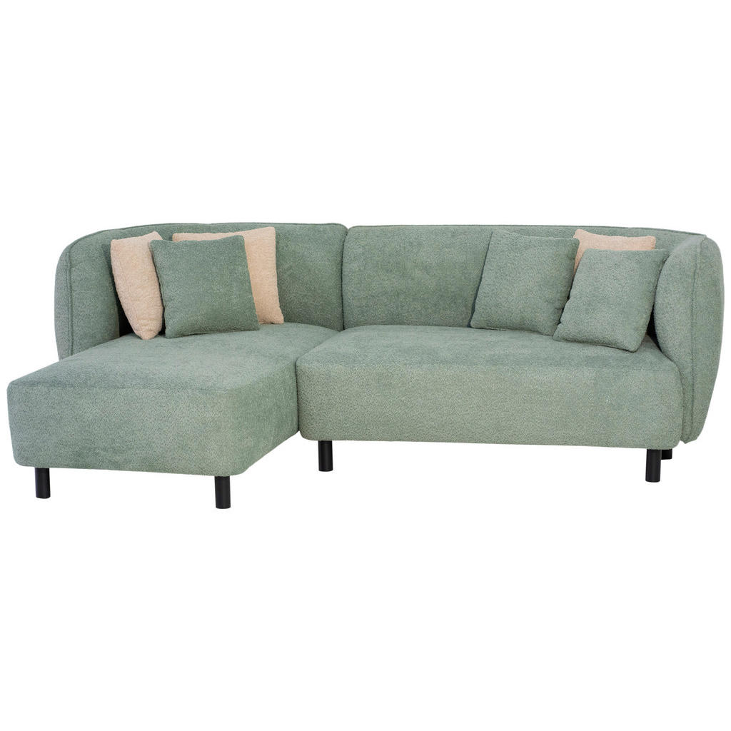 Thumbnail - Lomoco Ecksofa Uma, Grün, Textil, 2-Sitzer, Füllung: Schaumstoff, Silikon, Ottomane links, 236x148 cm, Rücken echt, seit...
