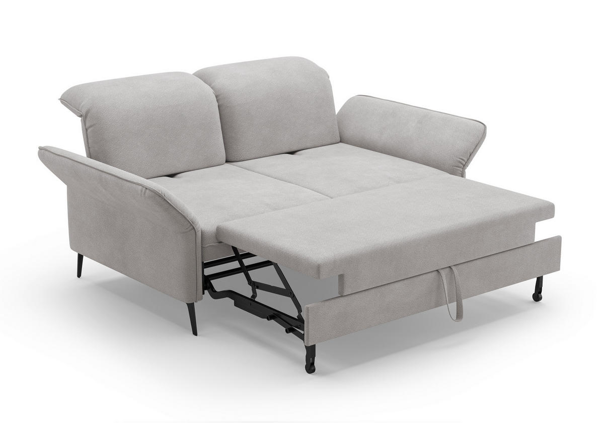 2,5-SITZER in Flachgewebe Silberfarben  - Silberfarben/Schwarz, KONVENTIONELL, Textil/Metall (189/92/123cm) - Sit & More
