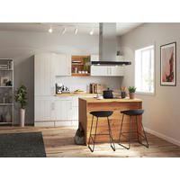 KÜCHENBLOCK 280-124 cm   in Weiß, Lärchefarben  - Wildeiche/Edelstahlfarben, LIFESTYLE, Holzwerkstoff/Metall (280-124cm) - Respekta