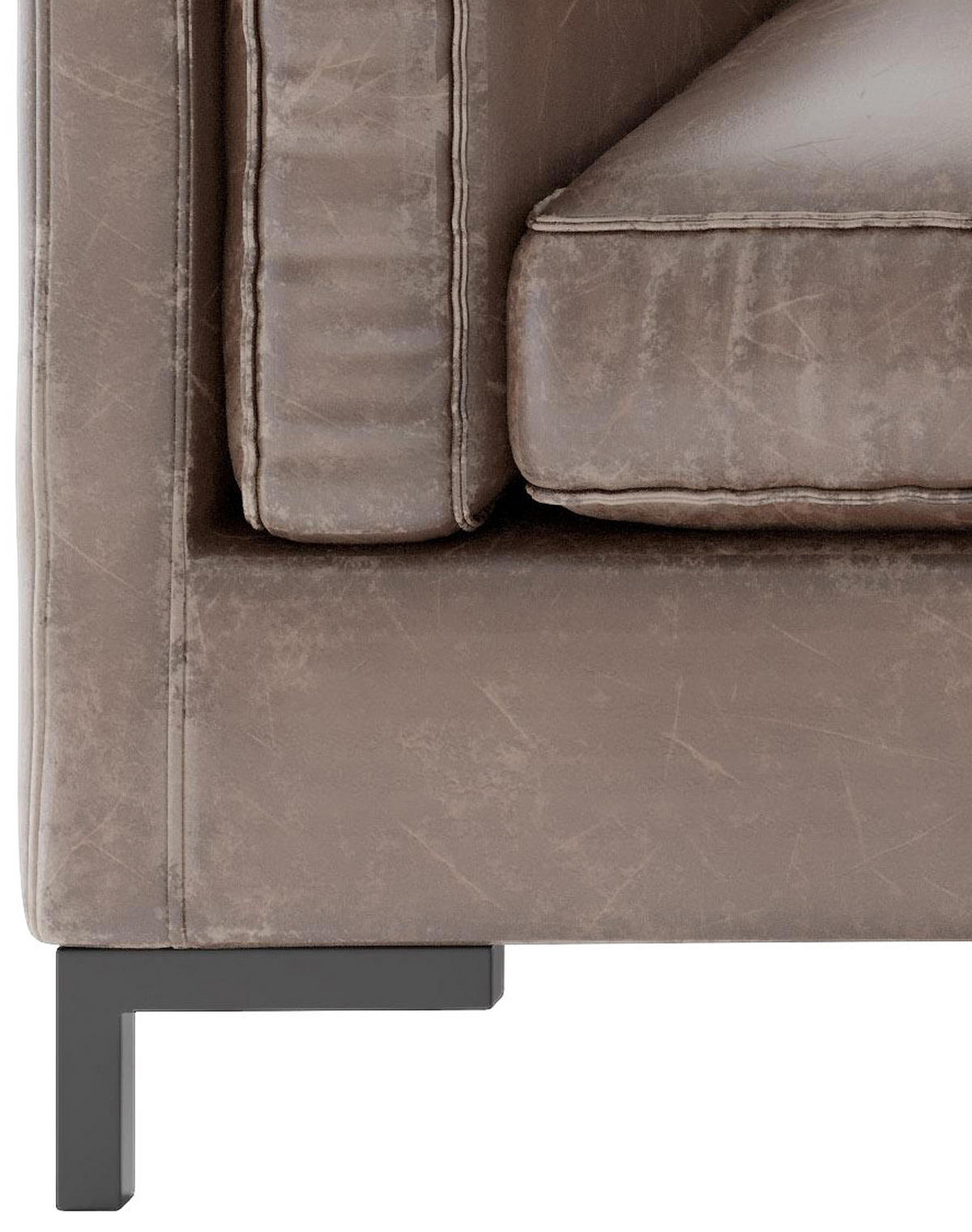 ECKSOFA in Lederlook, Flachgewebe Rotbraun  265/160 cm  - Rotbraun/Schwarz, Design, Textil/Metall (265/160cm) - Livetastic