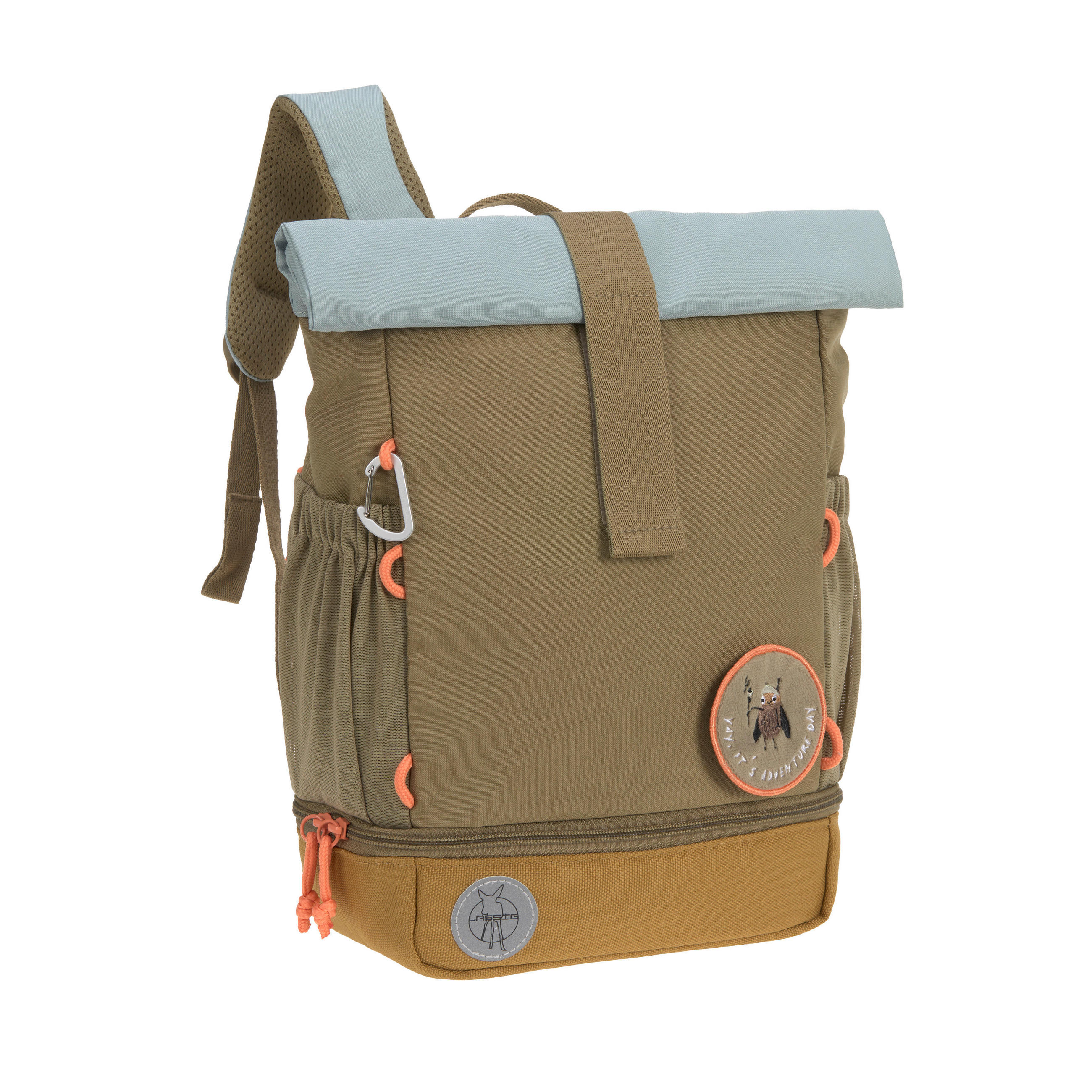 KINDERRUCKSACK Rolltop  - Olivgrün, Basics, Textil (23/11/32,5cm) - Lässig