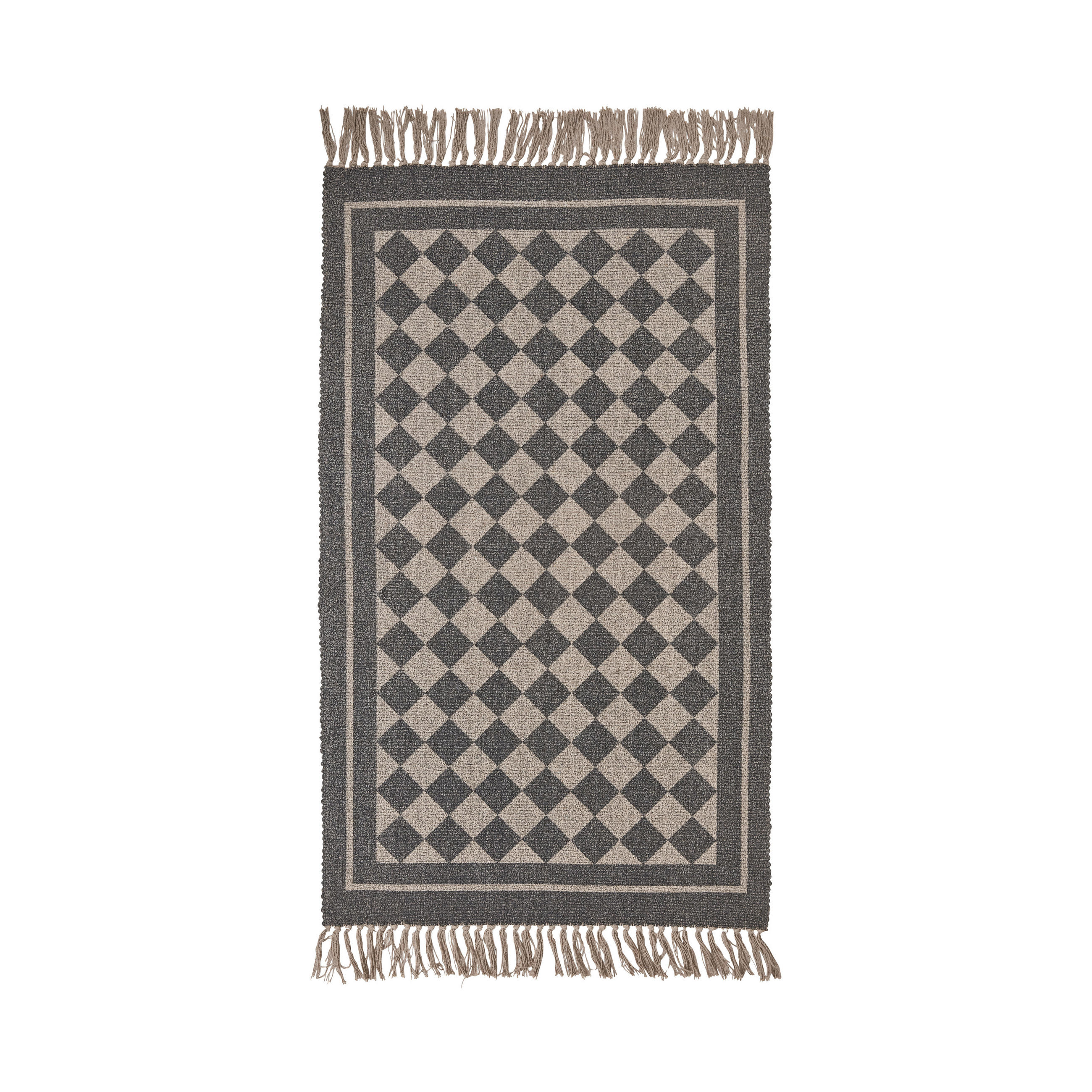 FLATVÄVD MATTA 70/120 cm Check  - ljusgrå/svart, Basics, textil (70/120cm)