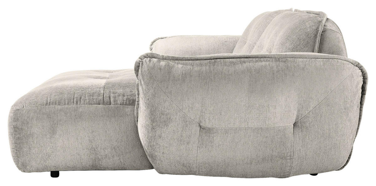 ECKSOFA in Chenille Silberfarben  - Silberfarben/Schwarz, Modern, Kunststoff/Textil (269/184cm) - Trendmanufaktur