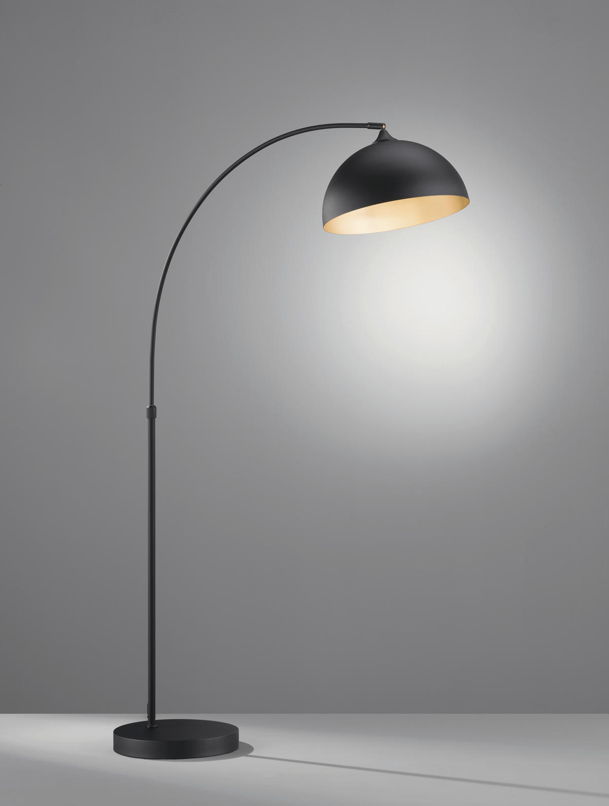 GOLVLAMPA Leitung 65/65/160-200 cm    - svart/guldfärgad, Design, metall (65/65/160-200cm) - Fischer & Honsel