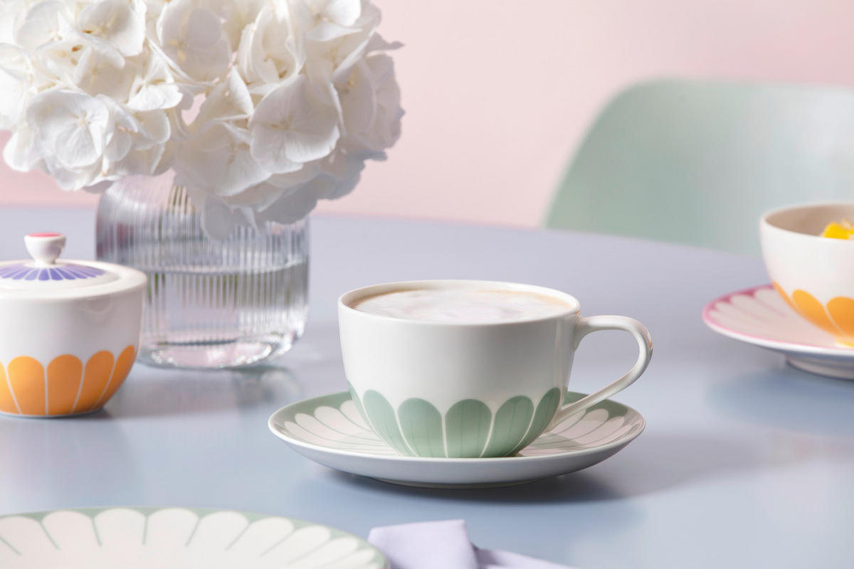 CAPPUCCINOTASSE Fleur vert    - Salbeigrün/Weiß, Basics, Keramik (300ml) - Villeroy & Boch