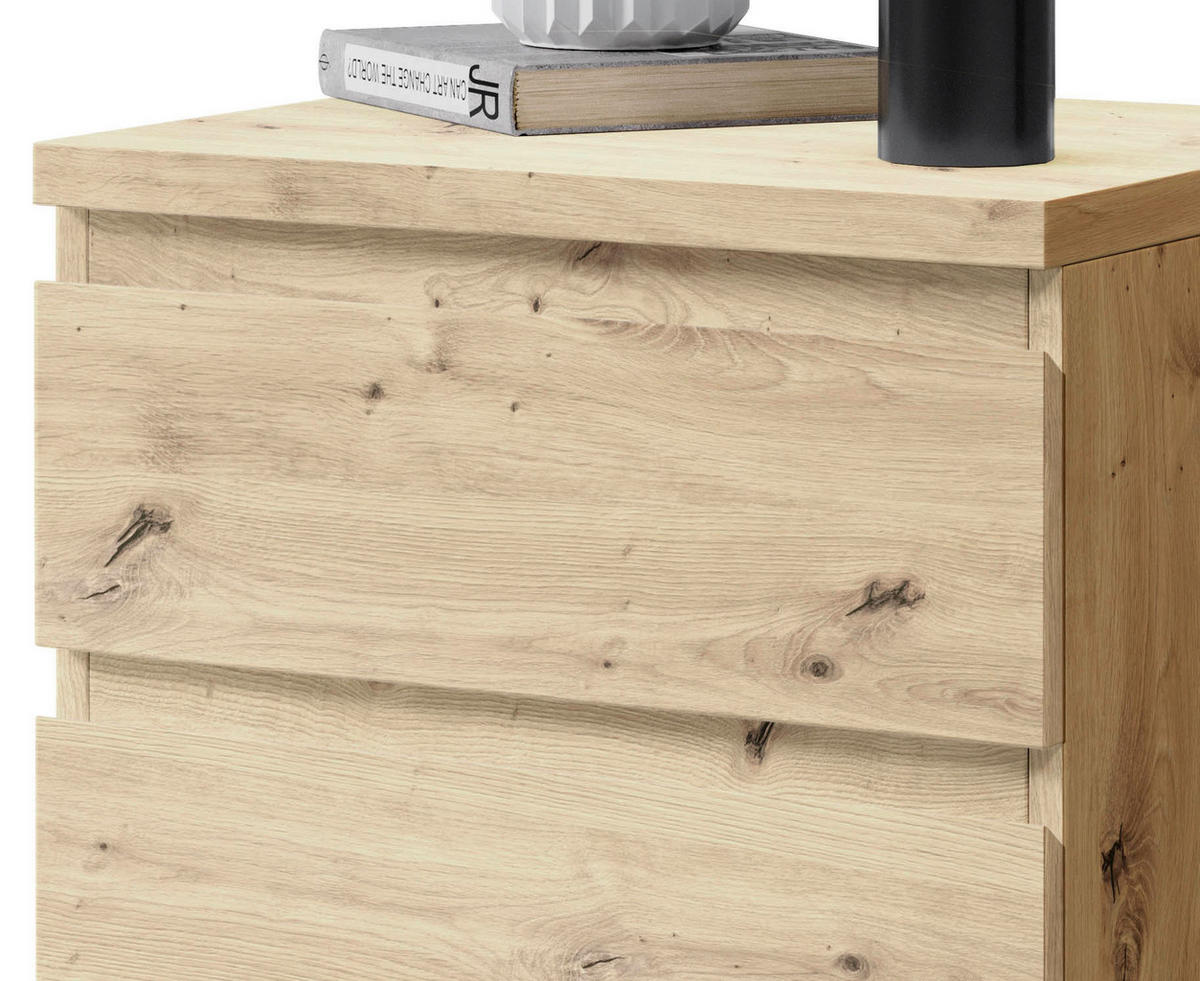 NACHTSCHRANK 45/61,4/38 cm  - Eichefarben/Schwarz, Basics, Holzwerkstoff/Kunststoff (45/61,4/38cm) - MID.YOU