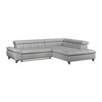 ECKSOFA Hellgrau Chenille  - Chromfarben/Hellgrau, KONVENTIONELL, Textil/Metall (312/234cm) - Livetastic