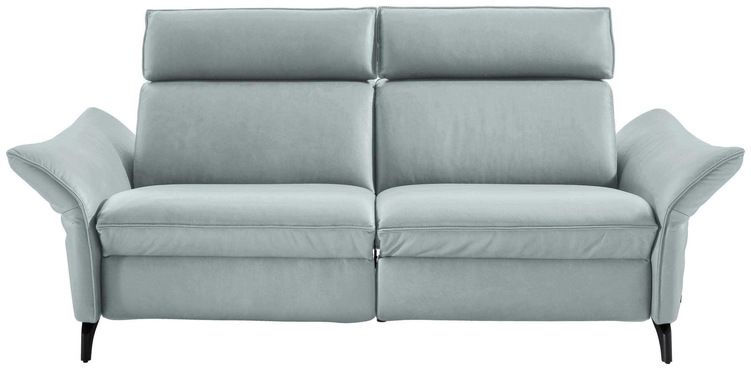 2,5-SITZER Echtleder Hellblau  - Anthrazit/Hellblau, Design, Leder/Metall (194/94/95cm) - Himolla