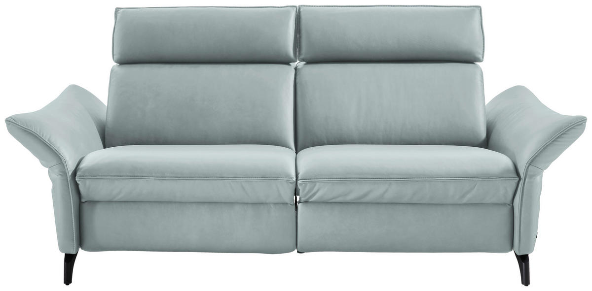 2,5-SITZER  in Echtleder Hellblau  - Anthrazit/Hellblau, Design, Leder/Metall (194/94/95cm) - Himolla
