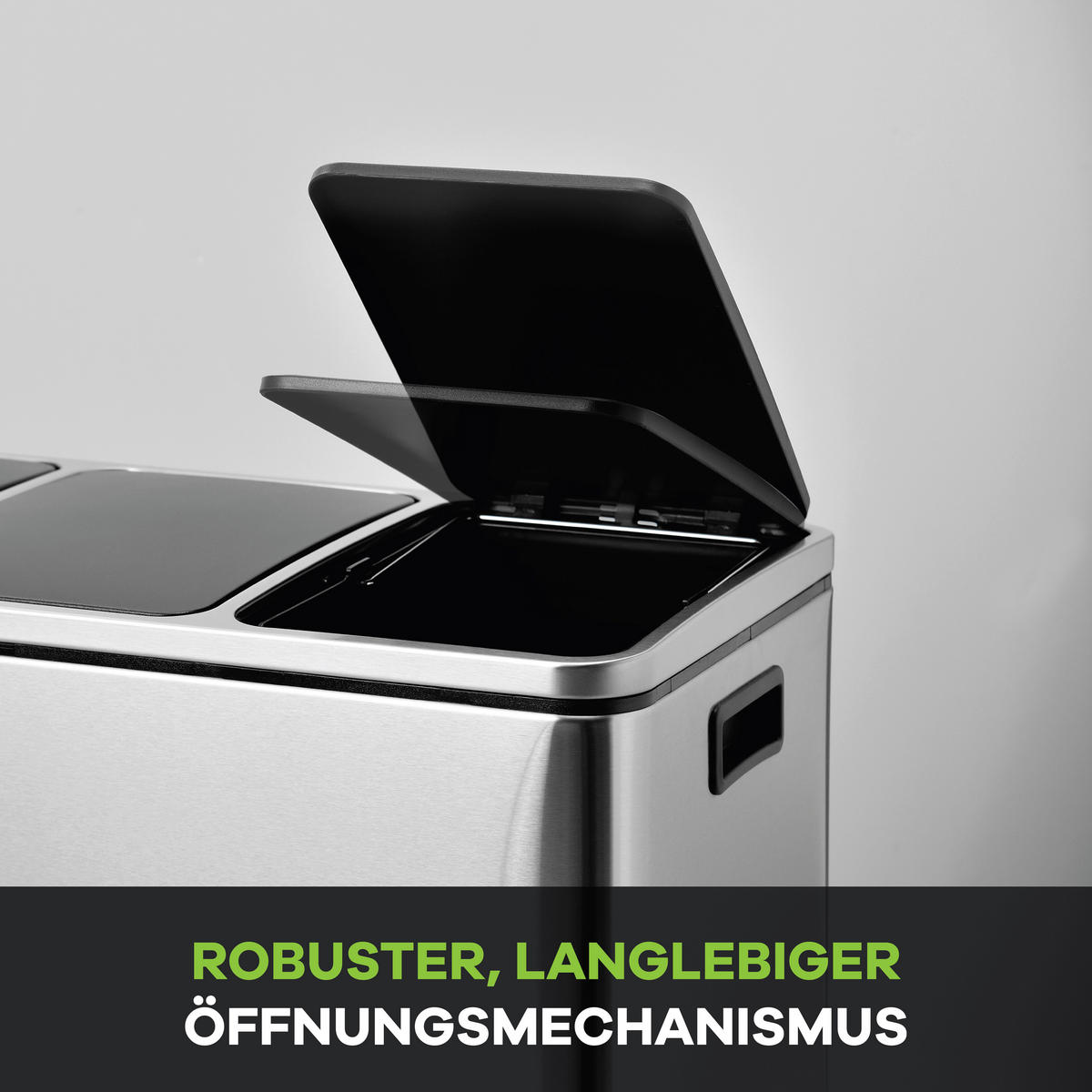 ABFALLEIMER 54 l  Metall  - Silberfarben/Schwarz, KONVENTIONELL, Kunststoff/Metall (61/55,5/34cm) - P & B
