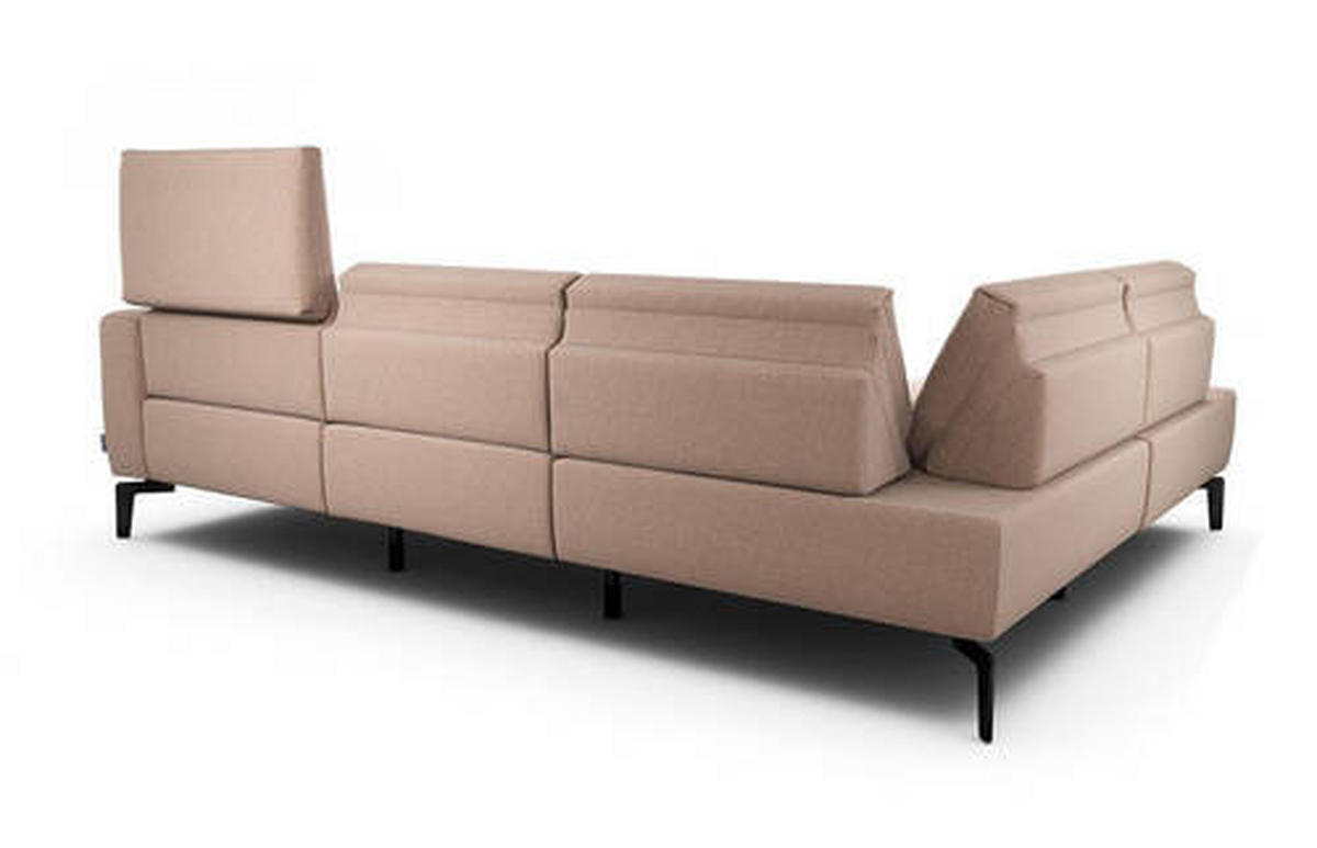 ECKSOFA in Chenille Rosa  193/256 cm  - Schwarz/Rosa, Design, Textil/Metall (193/256cm) - SENSOO