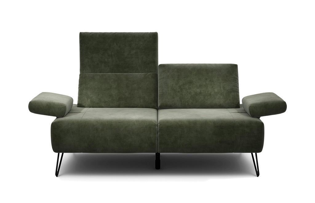 2-SITZER-SOFA Samt Waldgrün  - Waldgrün/Schwarz, Design, Textil/Metall (164-194/85/86-94cm) - SENSOO