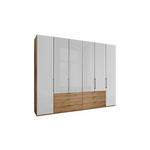 FALTTÜRENSCHRANK 300/236/58 cm 6-türig Weiß, Eiche Bianco  - Schieferfarben/Eiche Bianco, KONVENTIONELL, Glas/Holzwerkstoff (300/236/58cm) - Dieter Knoll