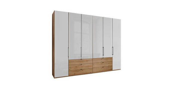 FALTTÜRENSCHRANK 300/236/58 cm 6-türig Weiß, Eiche Bianco - Schieferfarben/Eiche Bianco, KONVENTIONELL, Glas/Holzwerkstoff (300/236/58cm) - Dieter Knoll