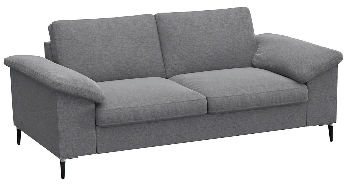 2-SITZER-SOFA Flachgewebe Grau  - Schwarz/Alufarben, Design, Textil/Metall (176/84,5/92cm) - Livetastic