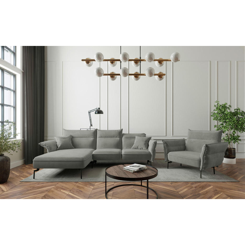 Thumbnail - Livetastic Sitzgarnitur Jakarta, Grau, Textil, Füllung: Daunen, Silikon, 265x185 cm, Made in EU, planbar, Rücken echt, i...
