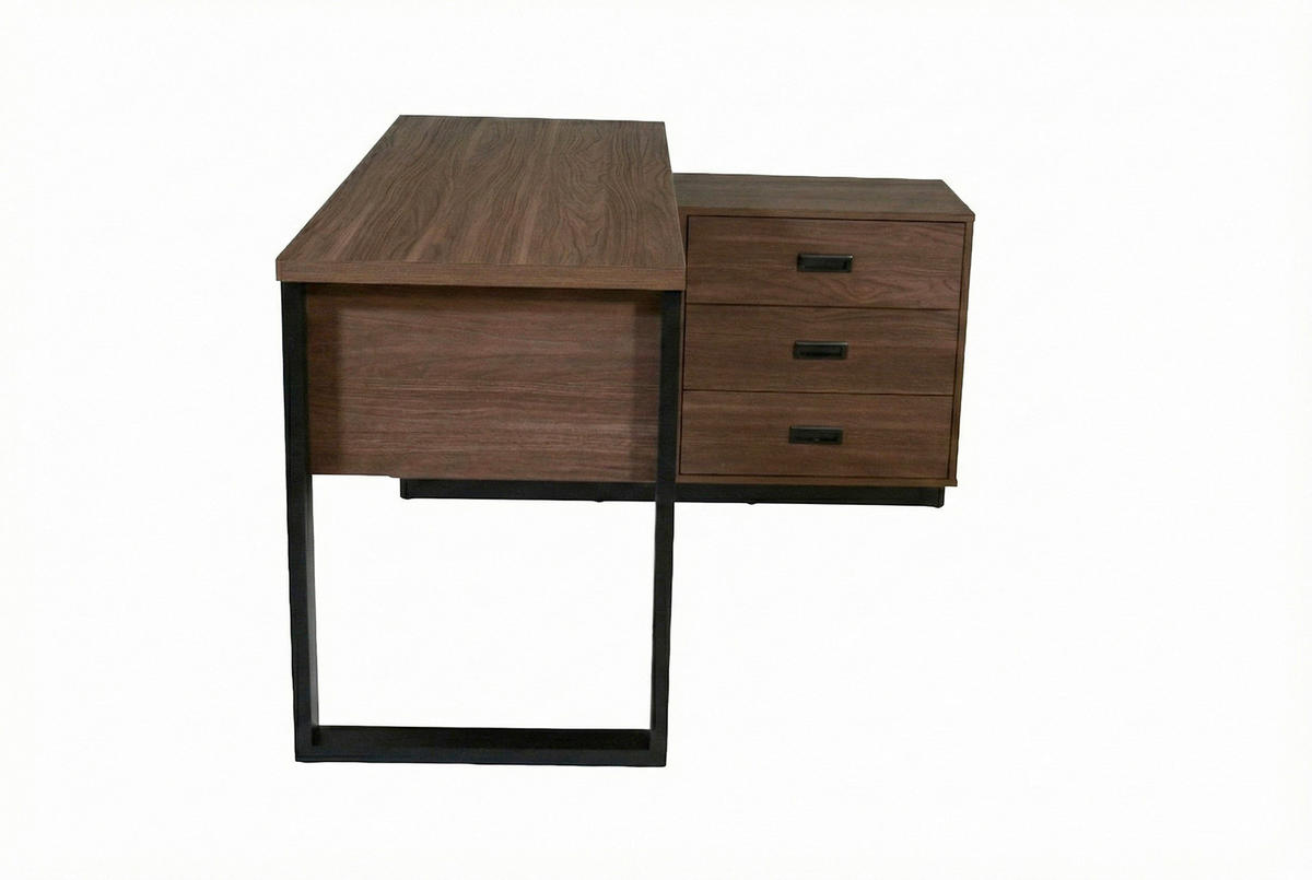 ECKSCHREIBTISCH  Schwarz, Walnussfarben Kabeldurchlass, Stauraum, seitenverkehrt montierbar, in verschiedenen Holzarten erhältlich  - Walnussfarben/Schwarz, KONVENTIONELL, Holzwerkstoff/Metall (150/75,5/116cm) - MID.YOU