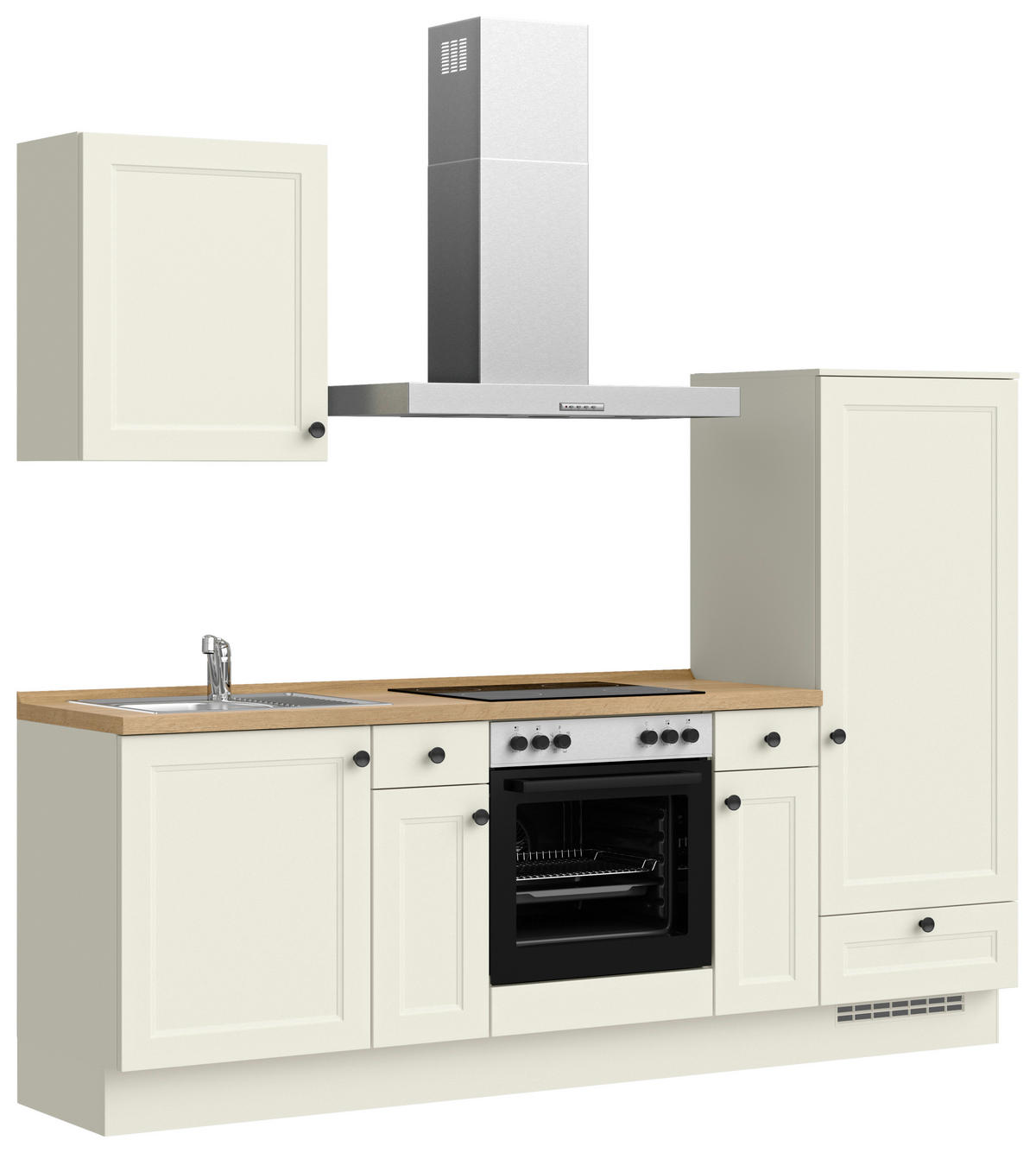 KÜCHENBLOCK 240 cm   in Weiß, Eichefarben  - Eichefarben/Schwarz, MODERN, Holzwerkstoff/Metall (240cm) - Nobilia