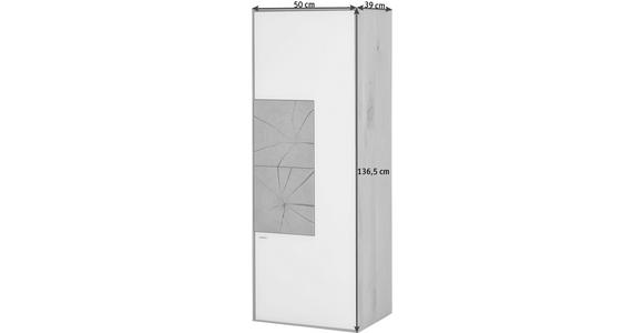 HÄNGEELEMENT Kerneiche vollmassiv Weiß, Eichefarben - Eichefarben/Weiß, Design, Glas/Holz (50/137/39cm) - Valnatura