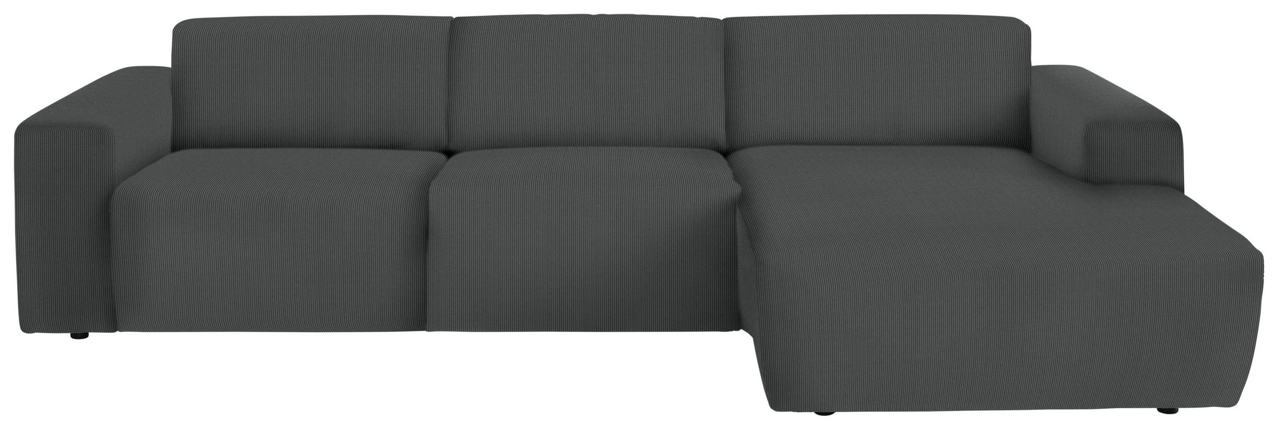 ECKSOFA in Feincord Anthrazit  301/177 cm  - Anthrazit/Schwarz, Design, Kunststoff/Textil (301/177cm) - Beldomo Style