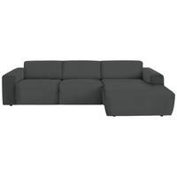 ECKSOFA in Feincord Anthrazit  - Anthrazit/Schwarz, Design, Kunststoff/Textil (301/177cm) - Beldomo Style