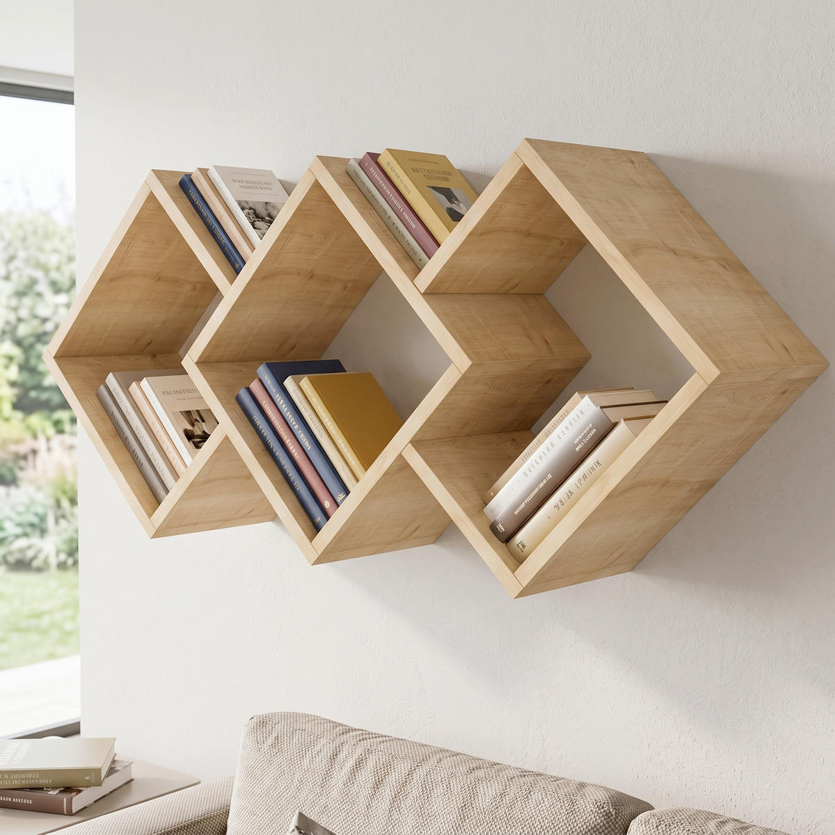 WANDREGAL 102/42/20 cm  - Eichefarben, Design, Holzwerkstoff (102/42/20cm) - Livetastic