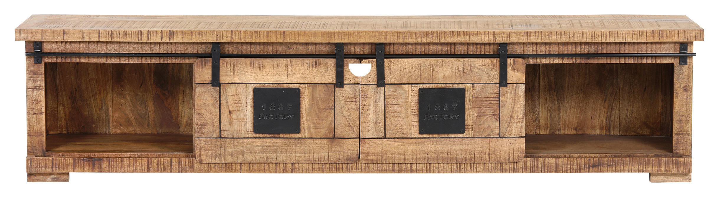LOWBOARD  in 220/50/45 cm  - Schwarz/Naturfarben, KONVENTIONELL, Holz/Metall (220/50/45cm) - Landscape