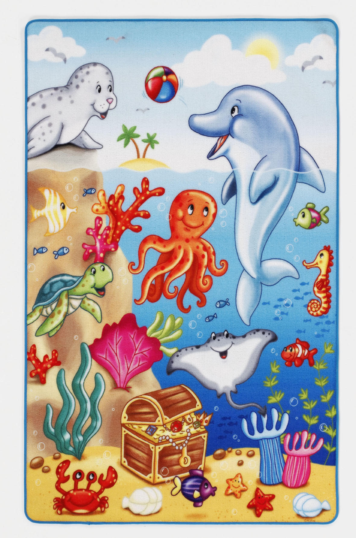 Ben'n'jen Kinderteppich Lovely Kids Blau, Mehrfarbig 67x125 cm